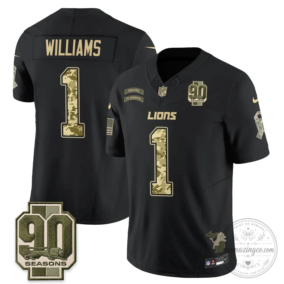 Salute to Service Vapor Football Jersey for Jahmyr Gibbs - Detroit Lions 66 Salute to Service Vapor Football Jersey for Jahmyr Gibbs - Detroit Lions