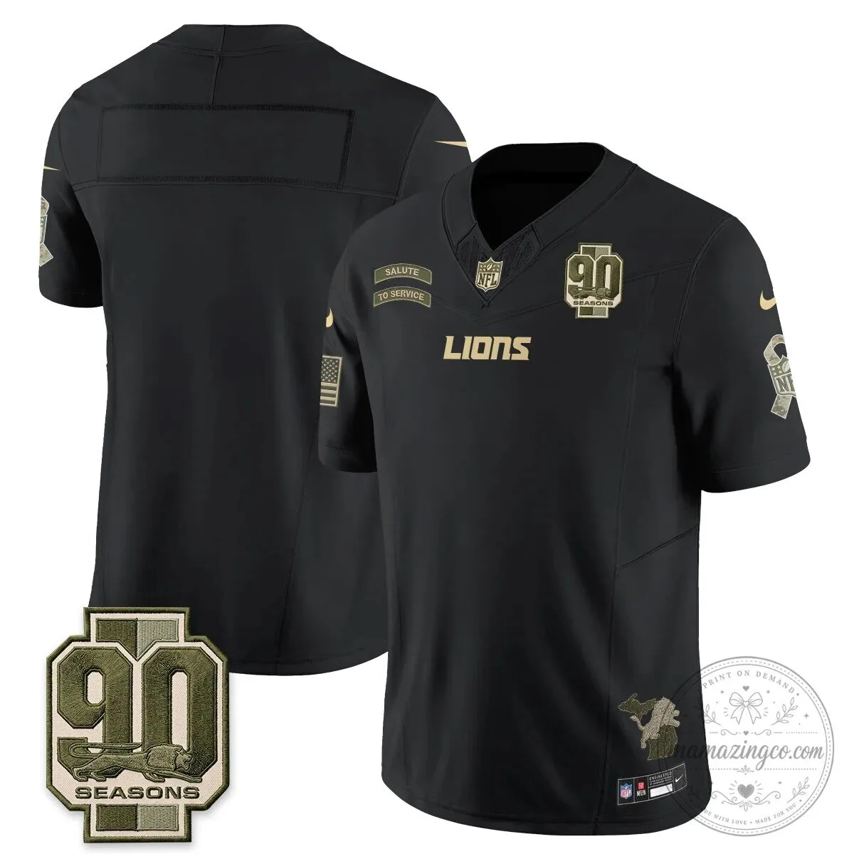 Salute to Service Vapor Football Jersey for Jahmyr Gibbs - Detroit Lions 68 Salute to Service Vapor Football Jersey for Jahmyr Gibbs - Detroit Lions
