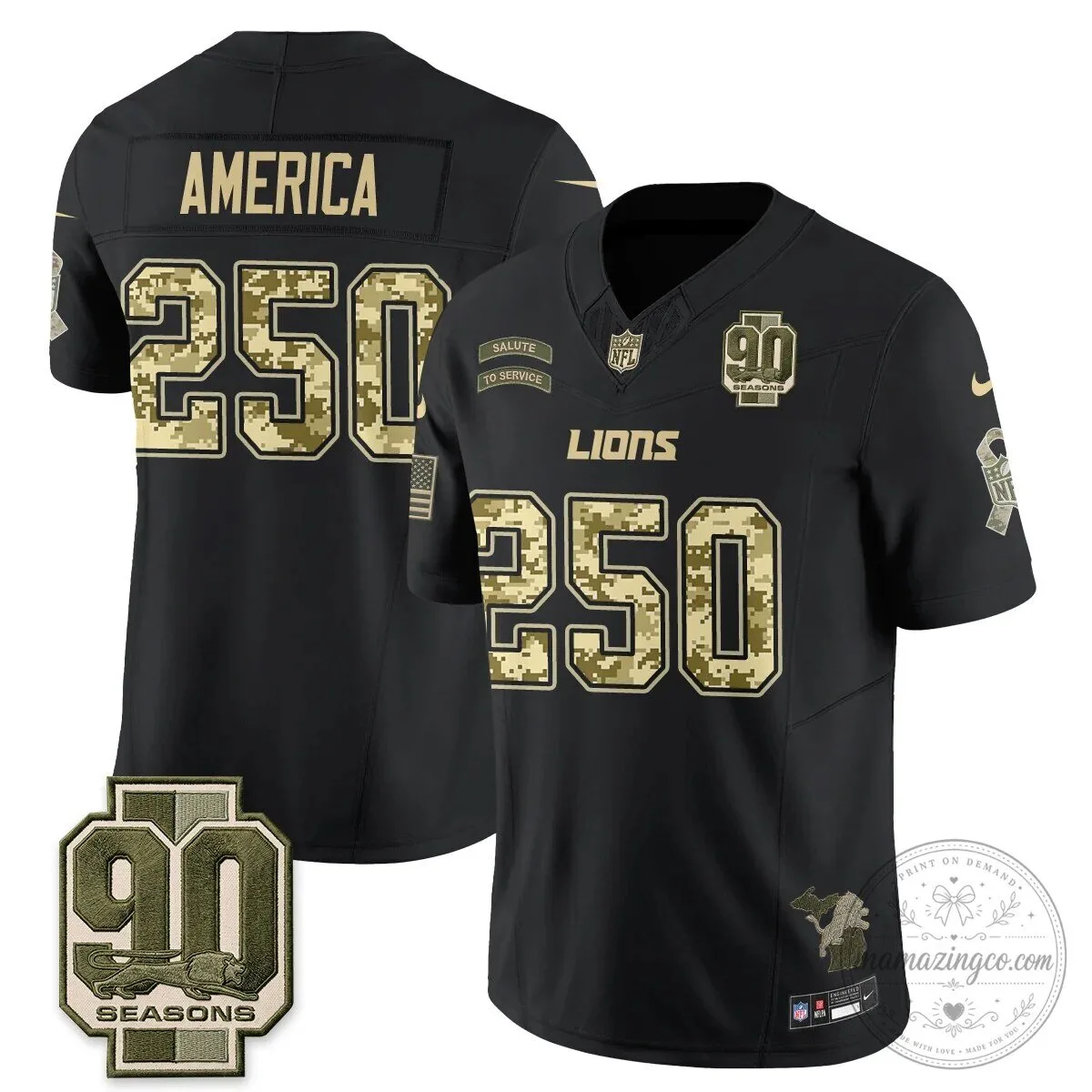 Salute to Service Vapor Football Jersey for Jahmyr Gibbs - Detroit Lions 69 Salute to Service Vapor Football Jersey for Jahmyr Gibbs - Detroit Lions
