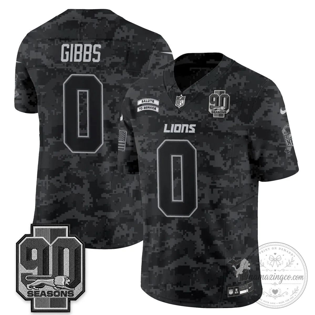 Salute to Service Vapor Football Jersey for Jahmyr Gibbs - Detroit Lions 70 Salute to Service Vapor Football Jersey for Jahmyr Gibbs - Detroit Lions