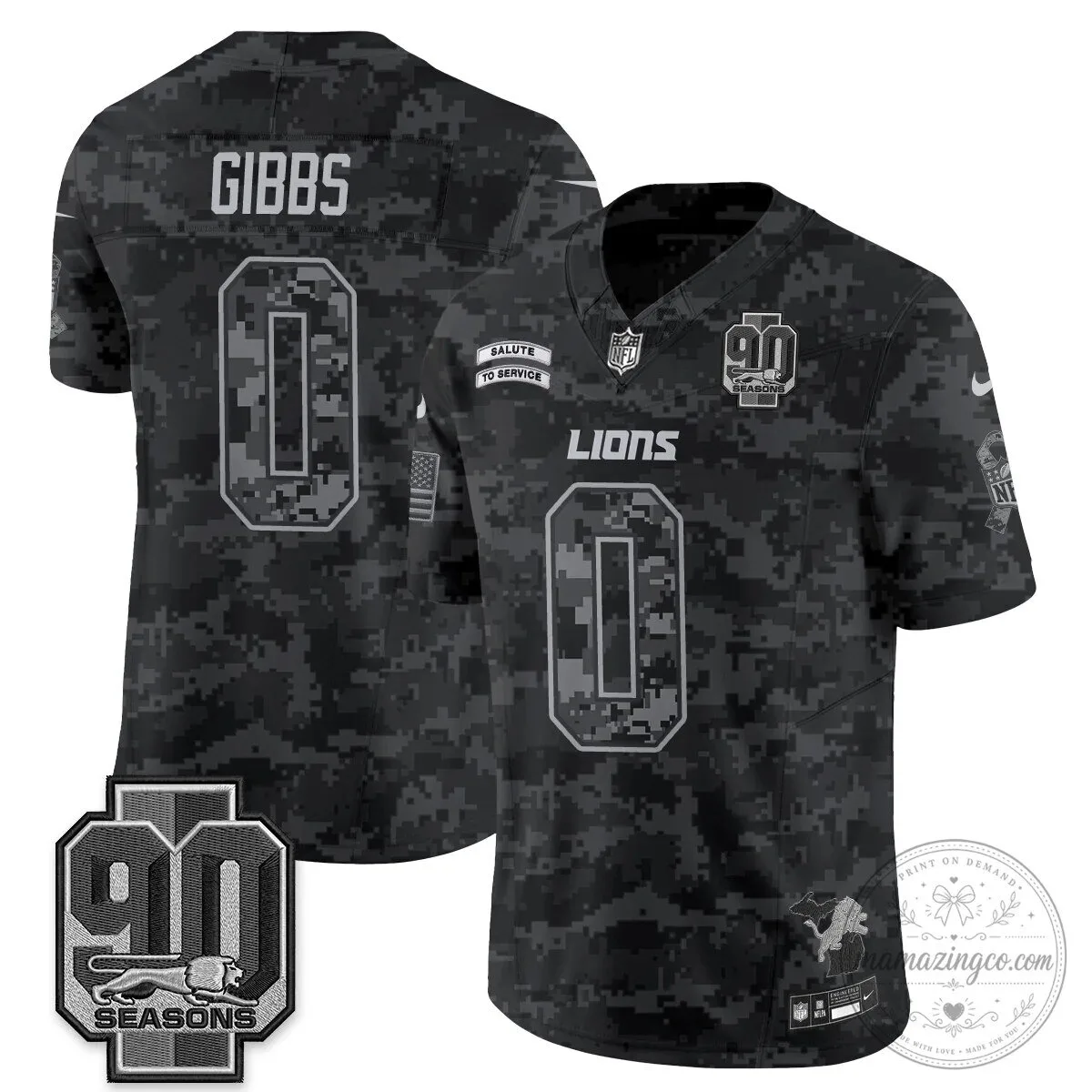 Salute to Service Vapor Football Jersey for Jahmyr Gibbs - Detroit Lions 81 Salute to Service Vapor Football Jersey for Jahmyr Gibbs - Detroit Lions