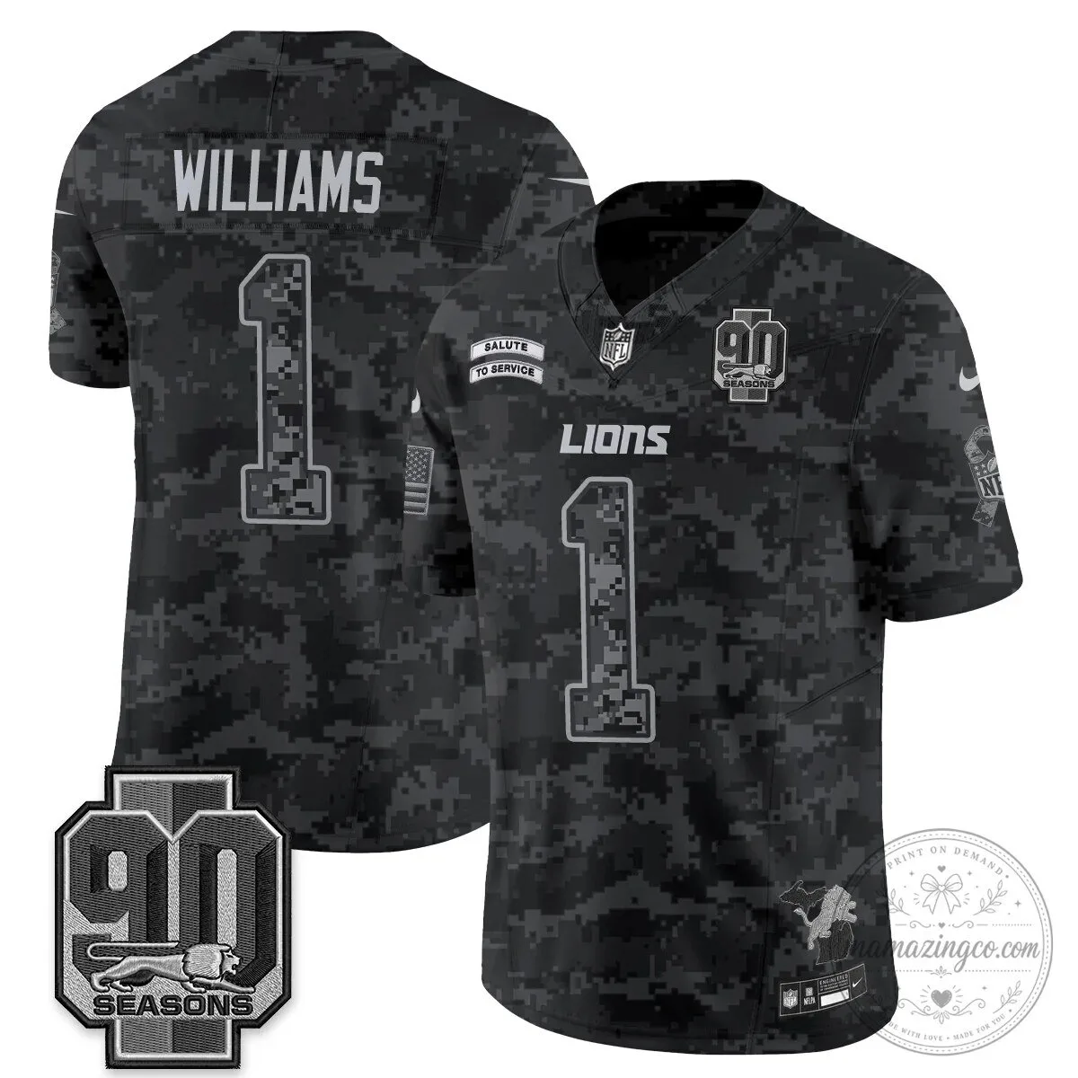 Salute to Service Vapor Football Jersey for Jahmyr Gibbs - Detroit Lions 88 Salute to Service Vapor Football Jersey for Jahmyr Gibbs - Detroit Lions