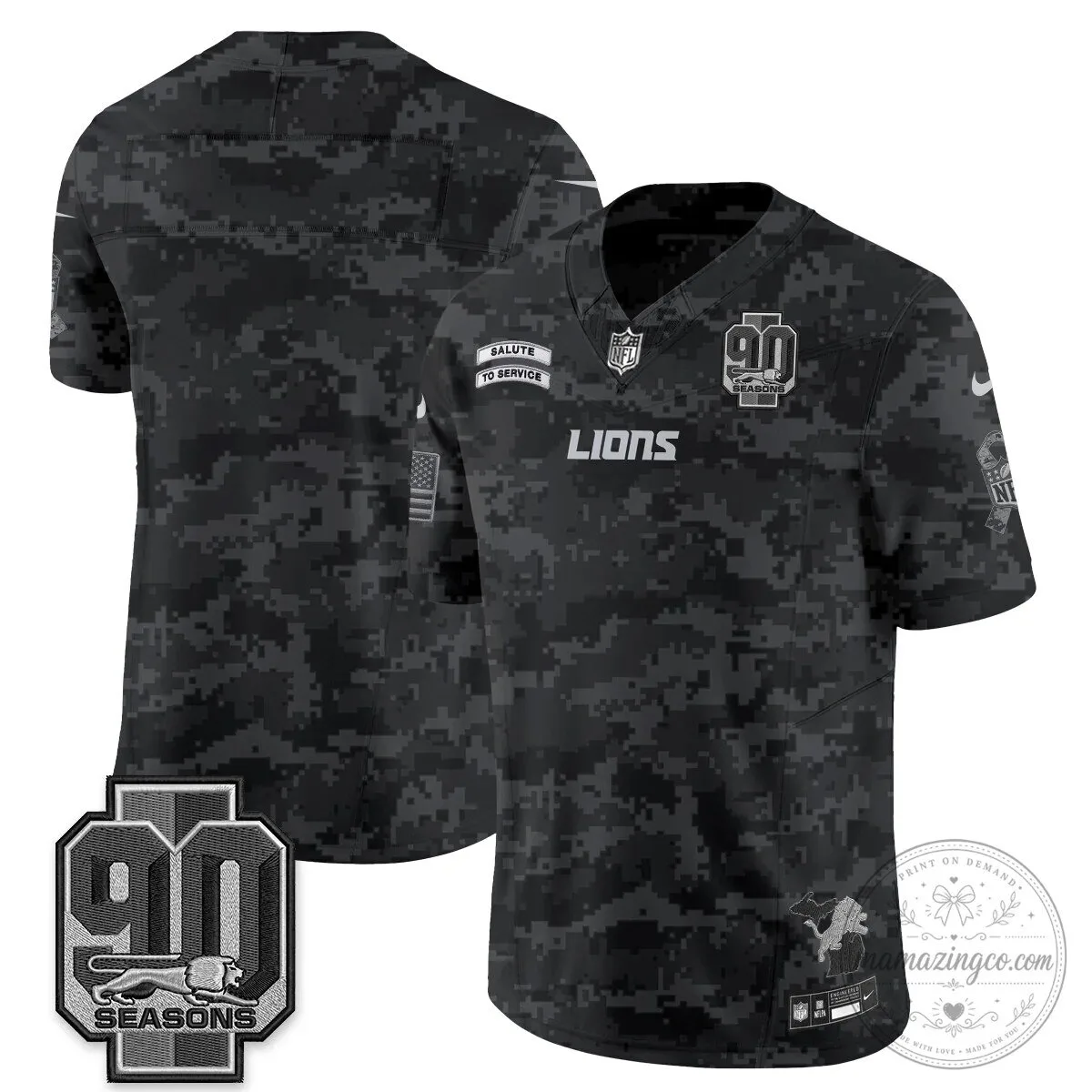 Salute to Service Vapor Football Jersey for Jahmyr Gibbs - Detroit Lions 90 Salute to Service Vapor Football Jersey for Jahmyr Gibbs - Detroit Lions