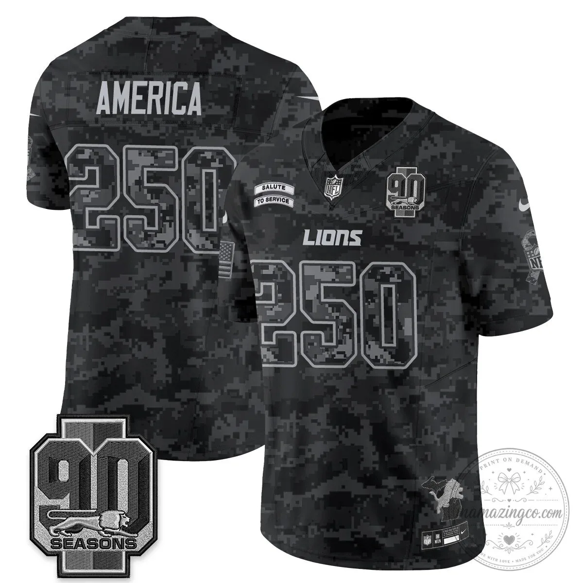 Salute to Service Vapor Football Jersey for Jahmyr Gibbs - Detroit Lions 91 Salute to Service Vapor Football Jersey for Jahmyr Gibbs - Detroit Lions