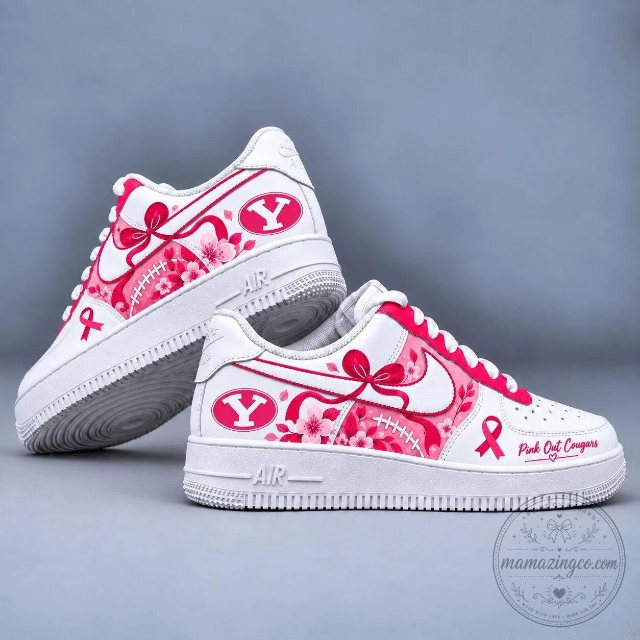 BYU Cougars Pink Out Breast Cancer Awareness Sneakers for Women 2 BYU Cougars Pink Out Breast Cancer Awareness Sneakers for Women