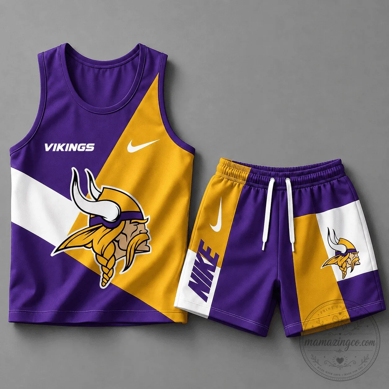 Minnesota Vikings NFL Football Team Color Block Tank Top and Shorts Set