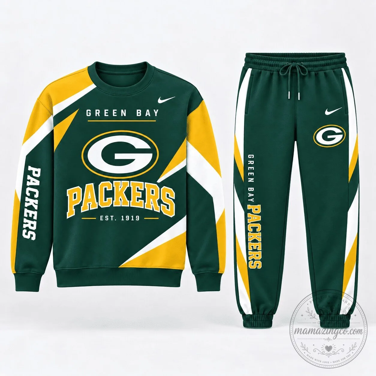 Green Bay Packers Football Team Crewneck Sweatshirt and Jogger Pants Set 5 Green Bay Packers Football Team Crewneck Sweatshirt and Jogger Pants Set
