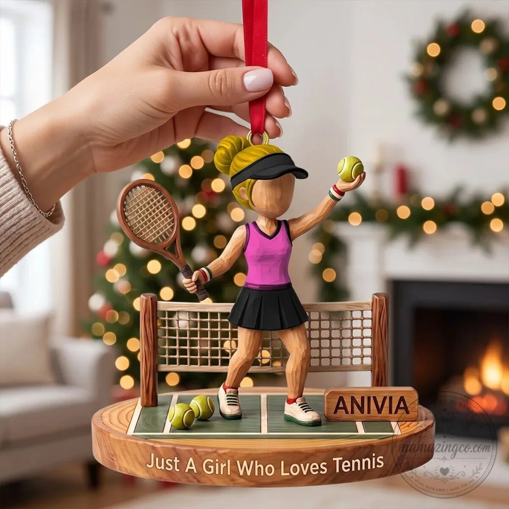 Personalized Tennis Girl Christmas Ornament for Tennis Lovers Personalized Tennis Girl Christmas Ornament for Tennis Lovers