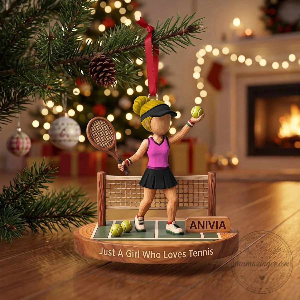 Personalized Tennis Girl Christmas Ornament for Tennis Lovers 12 Personalized Tennis Girl Christmas Ornament for Tennis Lovers