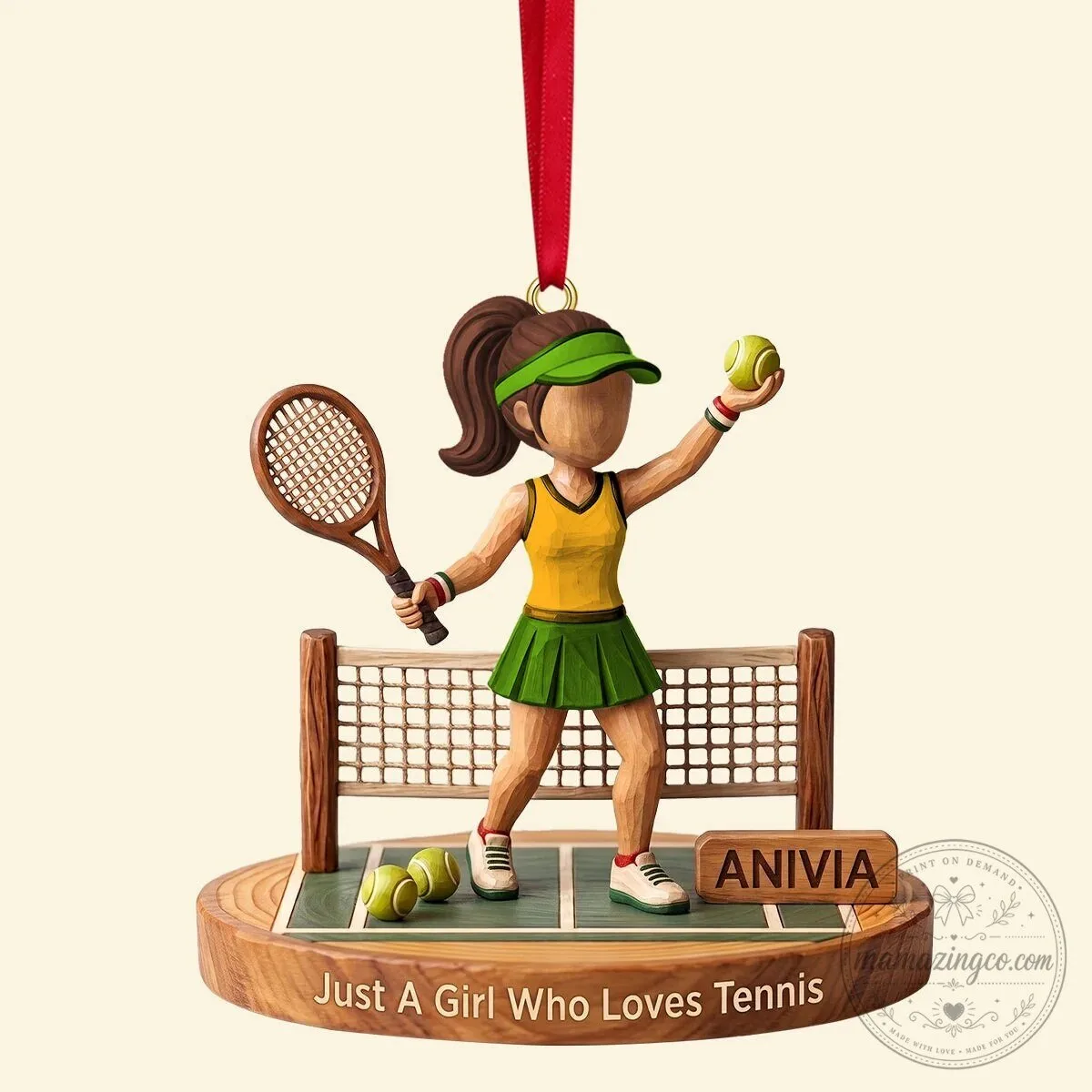 Personalized Tennis Girl Christmas Ornament for Tennis Lovers 14 Personalized Tennis Girl Christmas Ornament for Tennis Lovers
