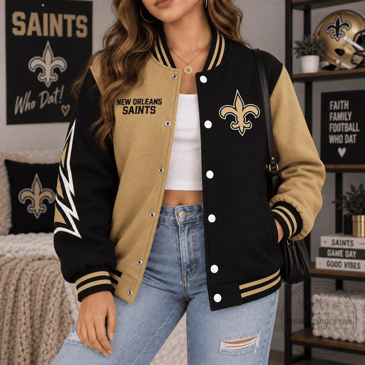 New Orleans Saints National Football League Team Legacy Game Day Bomber Jacket