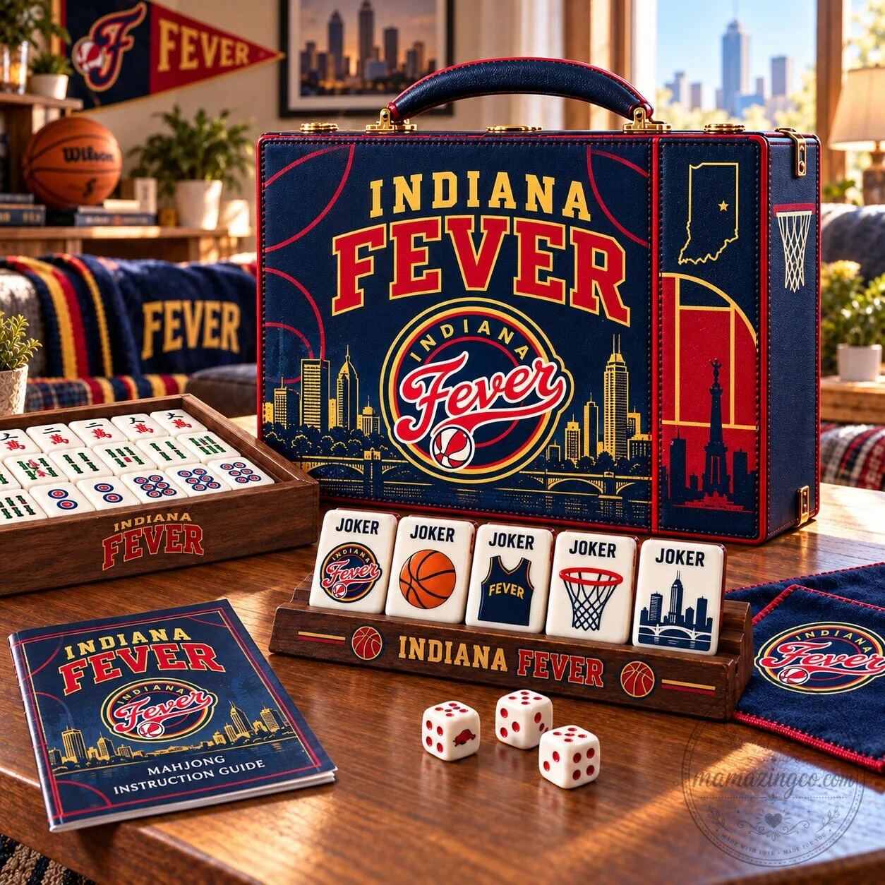 Indiana Fever Basketball Team Mahjong Game Set with Carrying Case 2 Indiana Fever Basketball Team Mahjong Game Set with Carrying Case