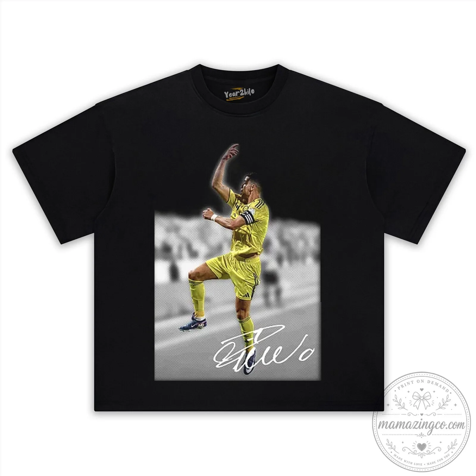 Cristiano Ronaldo Football Player Signature Black T-Shirt 2 Cristiano Ronaldo Football Player Signature Black T-Shirt