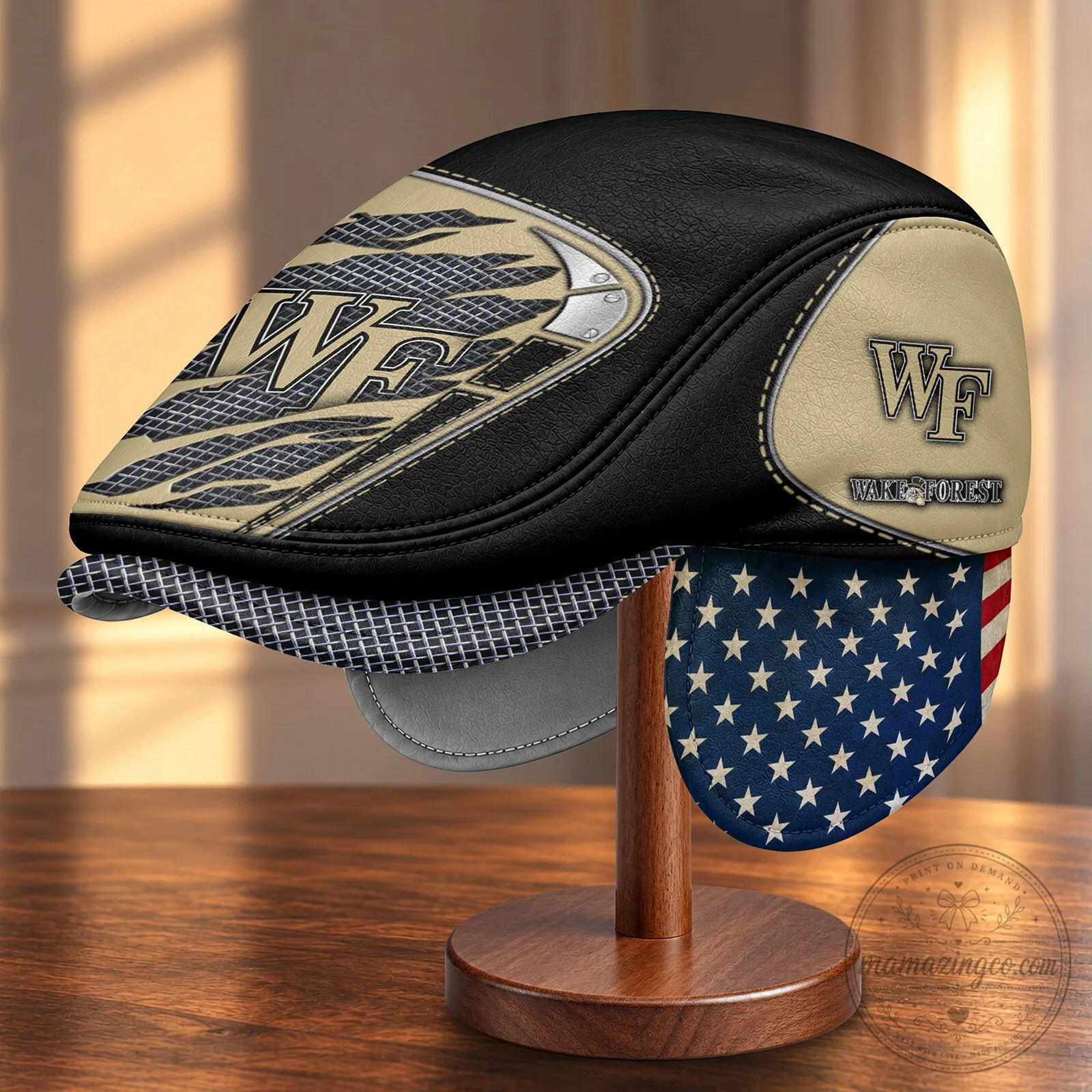 NCAA Flat Cap featuring Foldable Ear Flaps for Wake Forest Demon Deacons