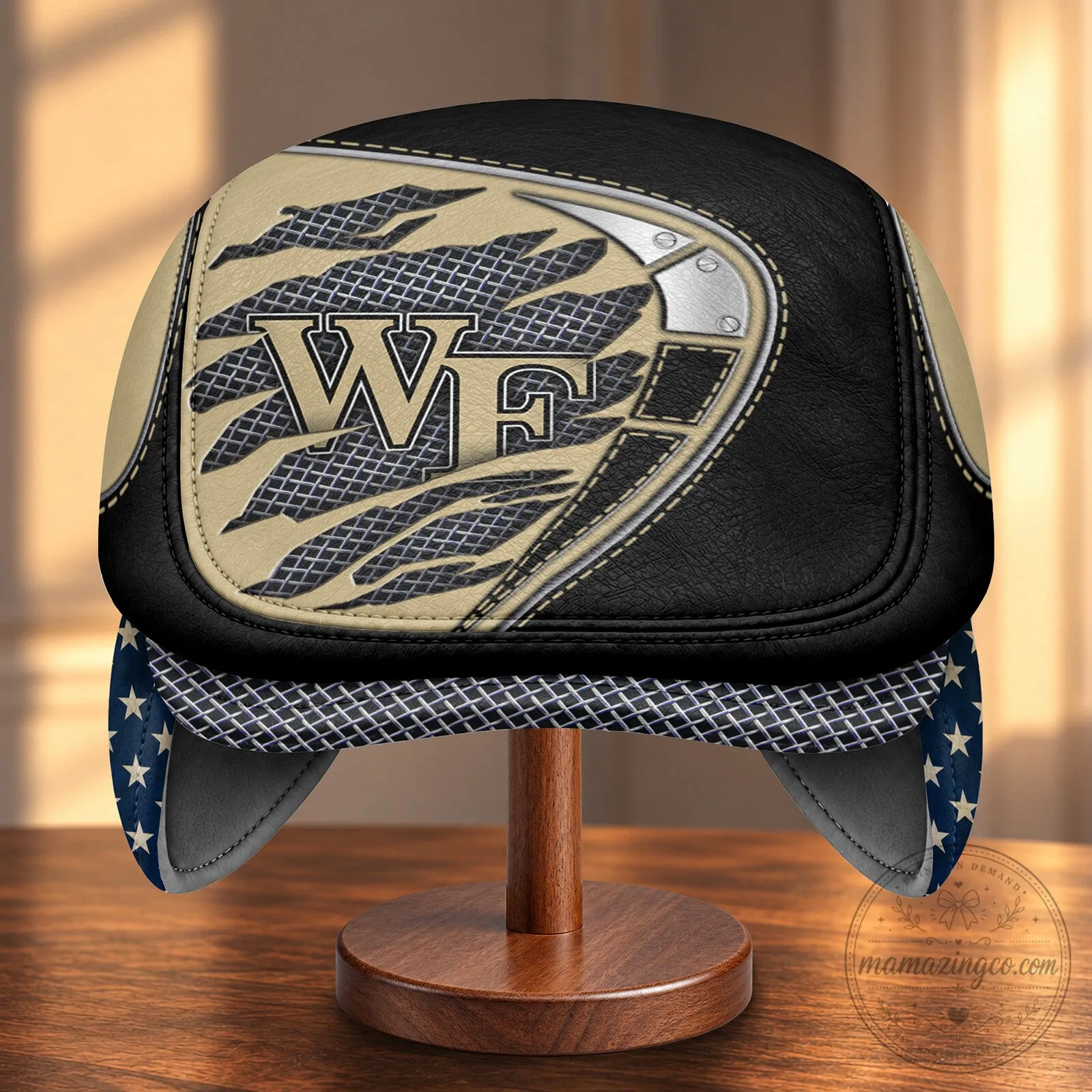 NCAA Flat Cap featuring Foldable Ear Flaps for Wake Forest Demon Deacons 11 NCAA Flat Cap featuring Foldable Ear Flaps for Wake Forest Demon Deacons