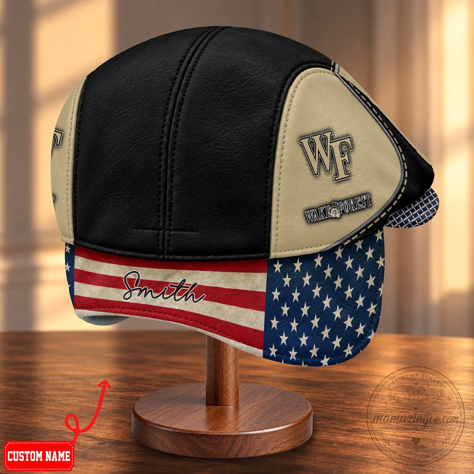NCAA Flat Cap featuring Foldable Ear Flaps for Wake Forest Demon Deacons 12 NCAA Flat Cap featuring Foldable Ear Flaps for Wake Forest Demon Deacons