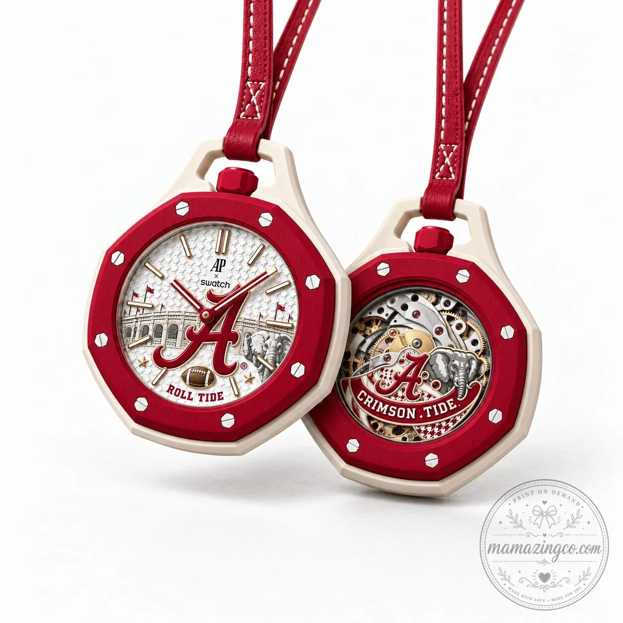 Alabama Crimson Tide Roll Tide Football Team Watch with Cream Dial 2 Alabama Crimson Tide Roll Tide Football Team Watch with Cream Dial