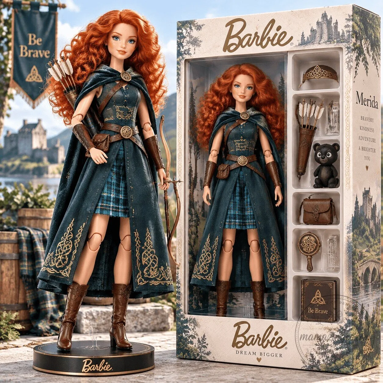 Disney Pixar Brave Merida Barbie Signature Doll with Archery Accessories 1 Disney Pixar Brave Merida Barbie Signature Doll with Archery Accessories