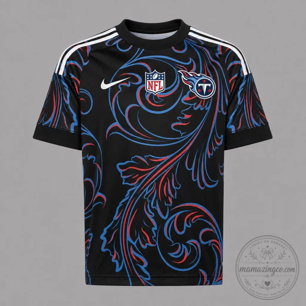 Tennessee Titans NFL Football Team Black Floral Pattern Sports Jersey Tennessee Titans NFL Football Team Black Floral Pattern Sports Jersey