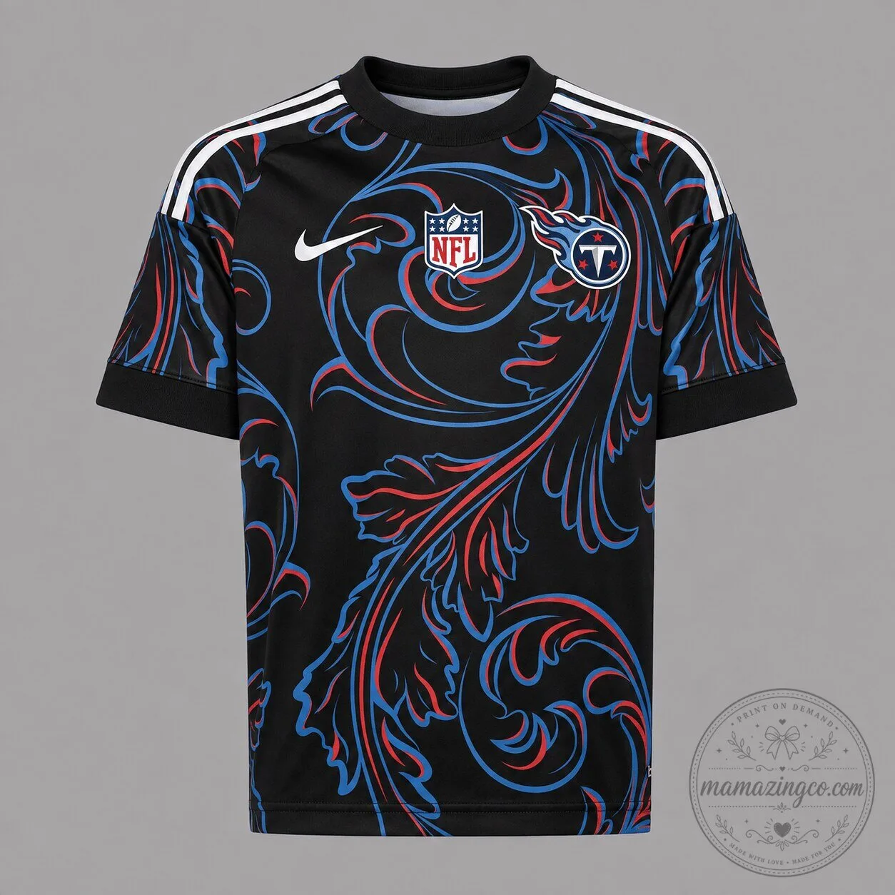 Tennessee Titans NFL Football Team Black Floral Pattern Sports Jersey 5 Tennessee Titans NFL Football Team Black Floral Pattern Sports Jersey