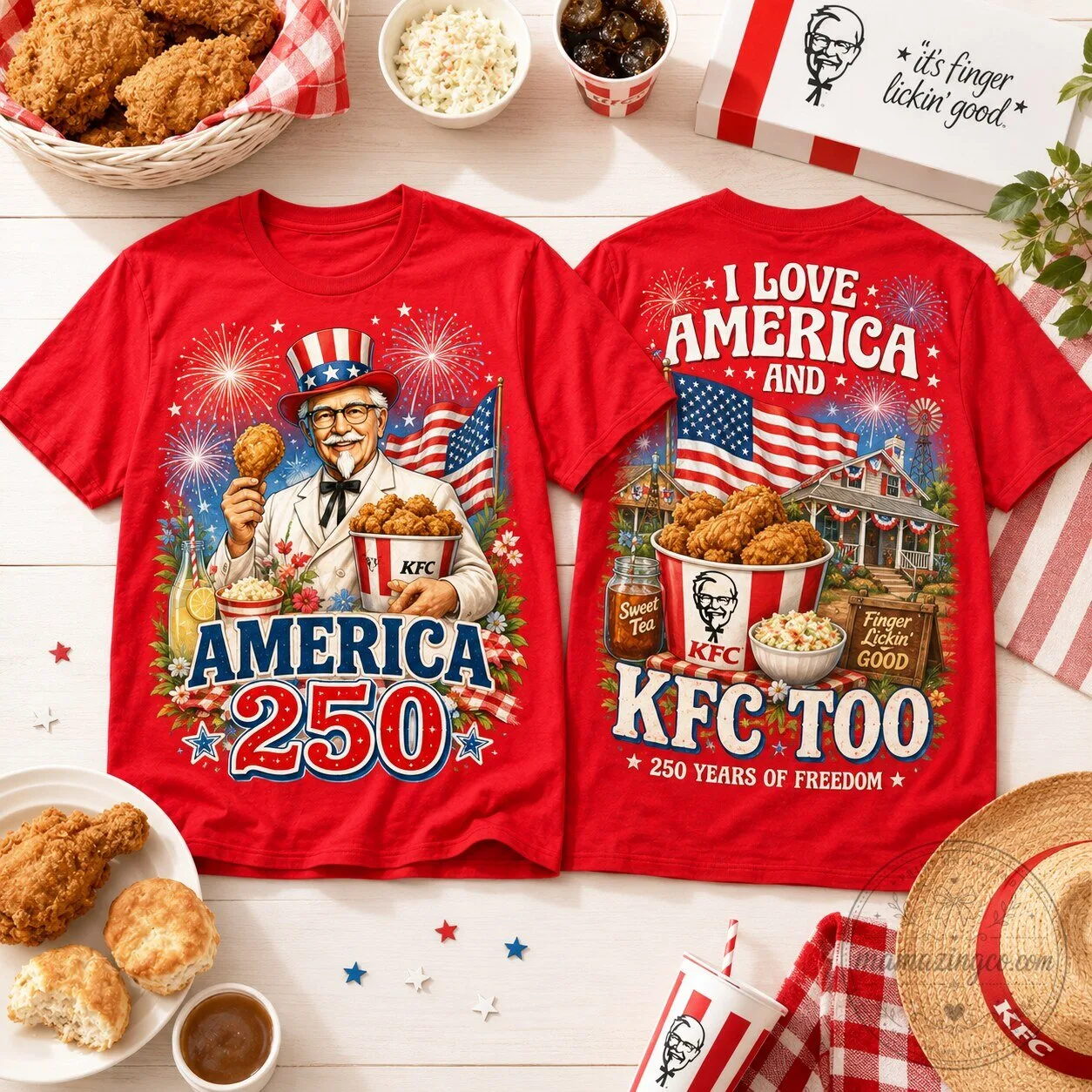 Fourth of July KFC Colonel Sanders Fried Chicken America 250 T-Shirt