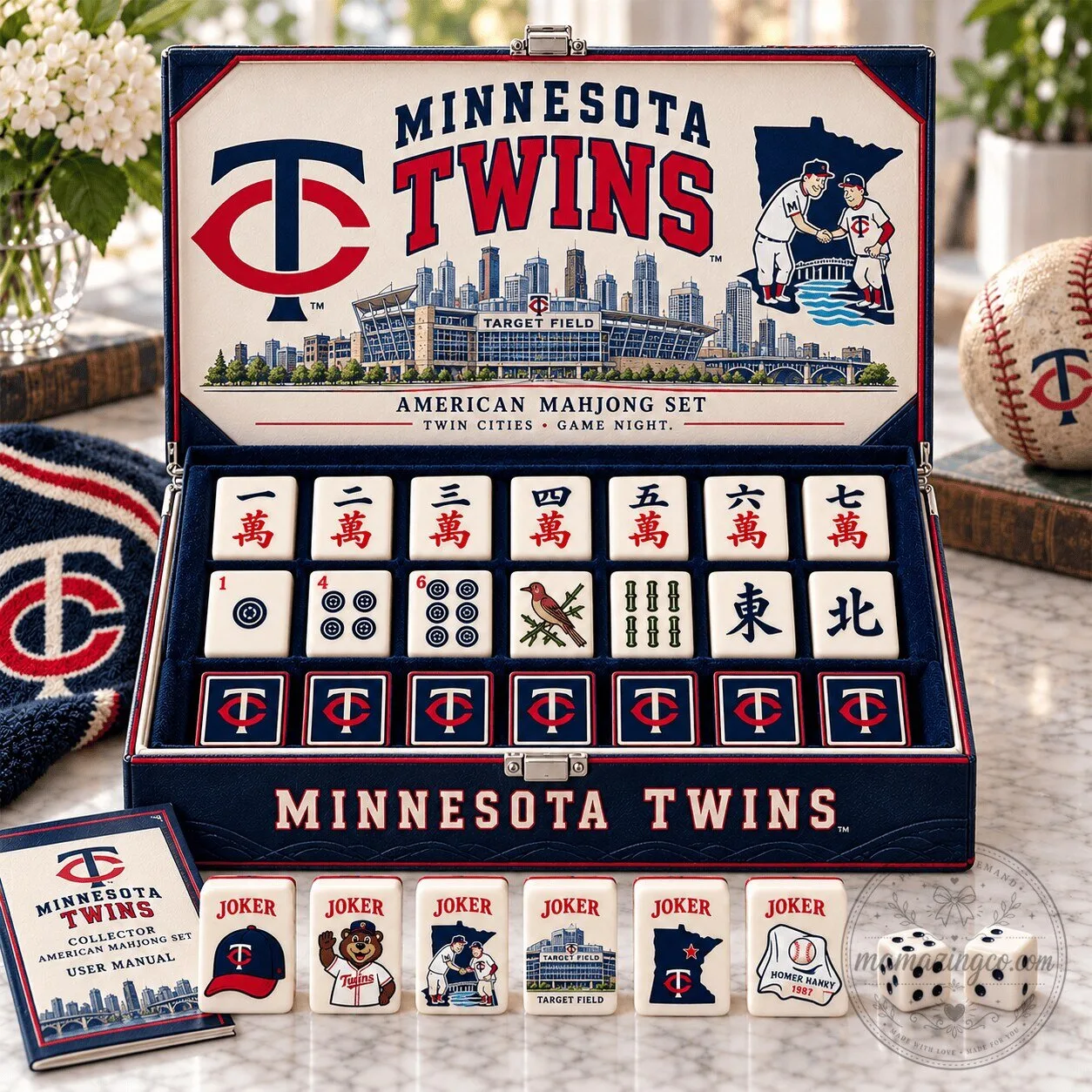 Minnesota Twins American Mahjong Set with Collectible Tiles and User Manual 2 Minnesota Twins American Mahjong Set with Collectible Tiles and User Manual
