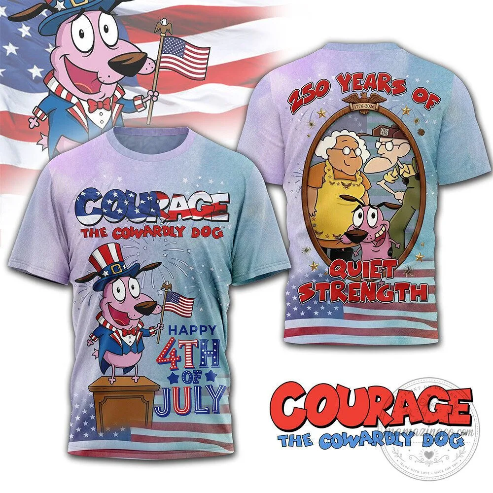 Fourth of July Courage the Cowardly Dog Patriotic Stars Stripes T-Shirt 2 Fourth of July Courage the Cowardly Dog Patriotic Stars Stripes T-Shirt
