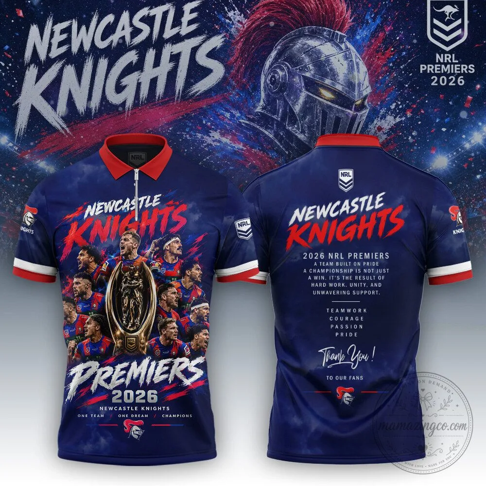 Newcastle Knights 2026 NRL Premiers Rugby League Polo Shirt 1 Newcastle Knights 2026 NRL Premiers Rugby League Polo Shirt