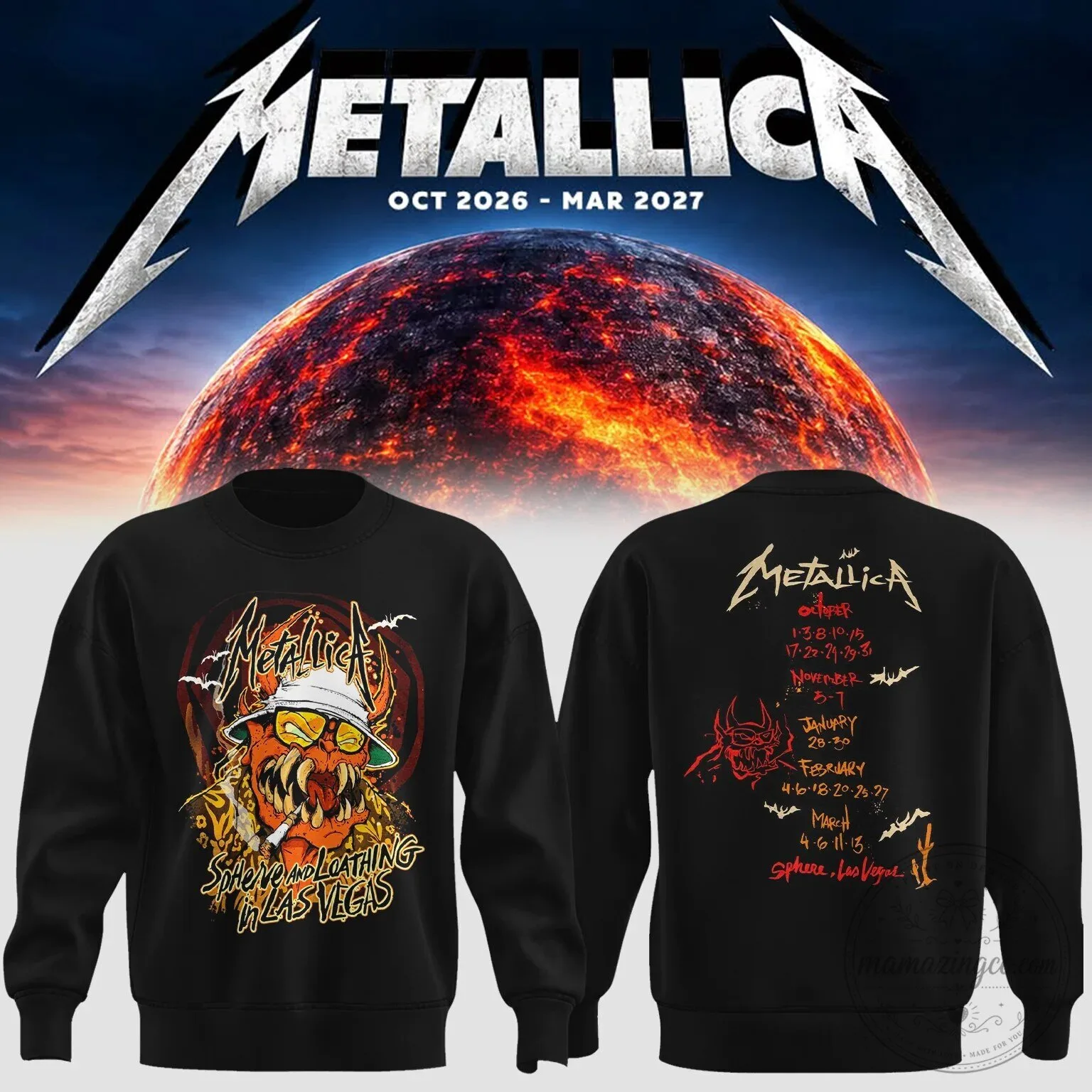 Metallica Life Burns Faster 2026 2027 Las Vegas Live At Sphere Tour Dates Skeleton Wizard Sweatshirt 2 Metallica Life Burns Faster 2026 2027 Las Vegas Live At Sphere Tour Dates Skeleton Wizard Sweatshirt