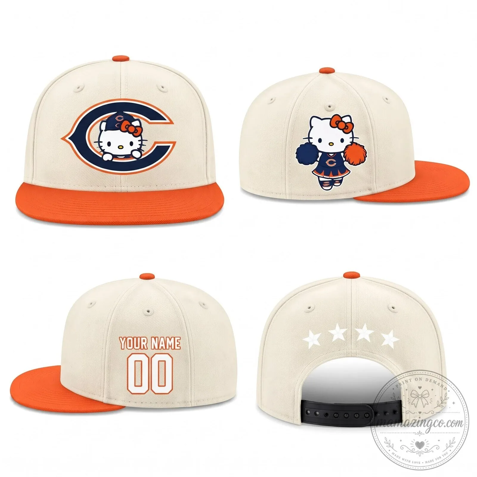Chicago Bears Hello Kitty Personalized Snapback Cap Hat 10 Chicago Bears Hello Kitty Personalized Snapback Cap Hat