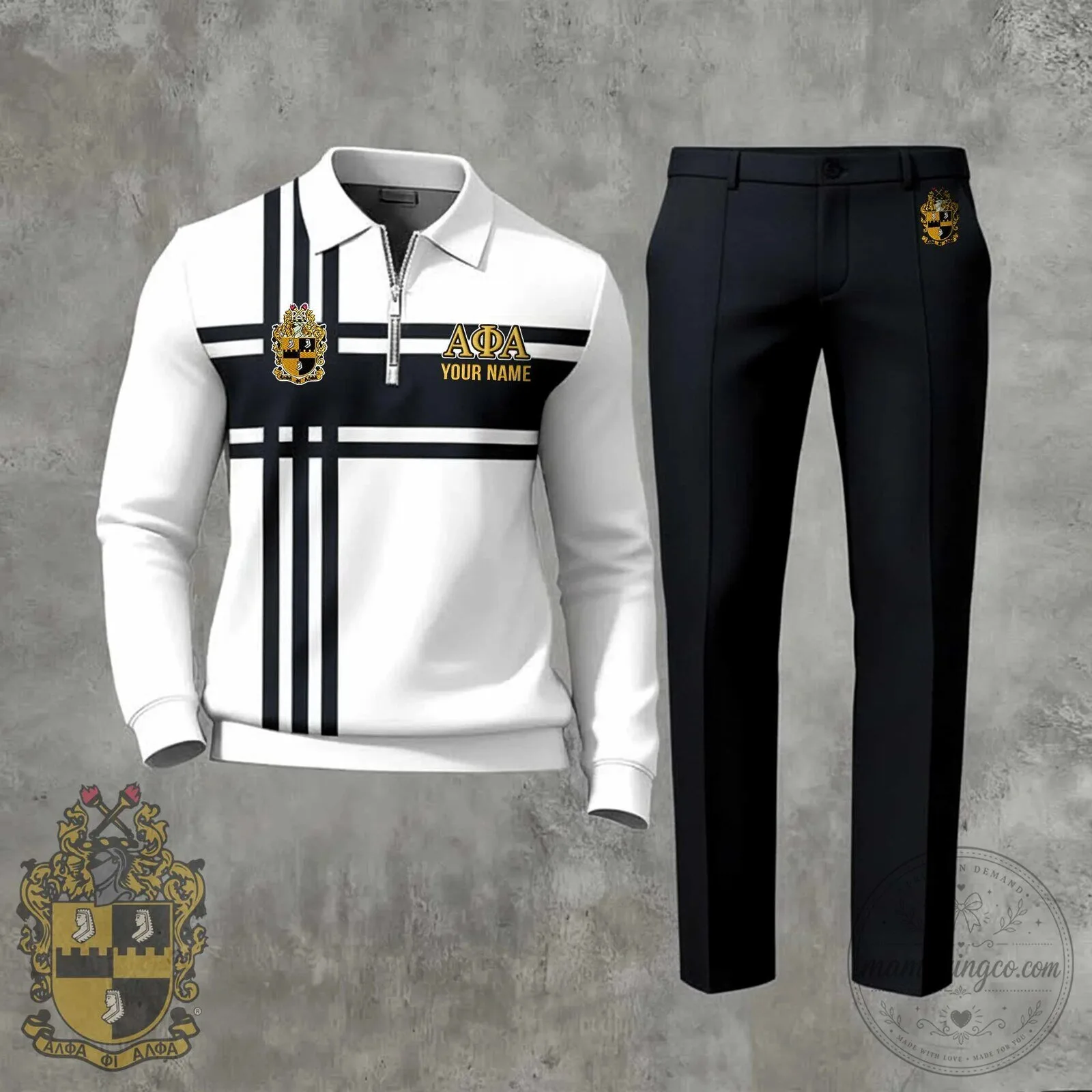 Alpha Phi Alpha Fraternity Quarter-Zip Pullover and Pants Set