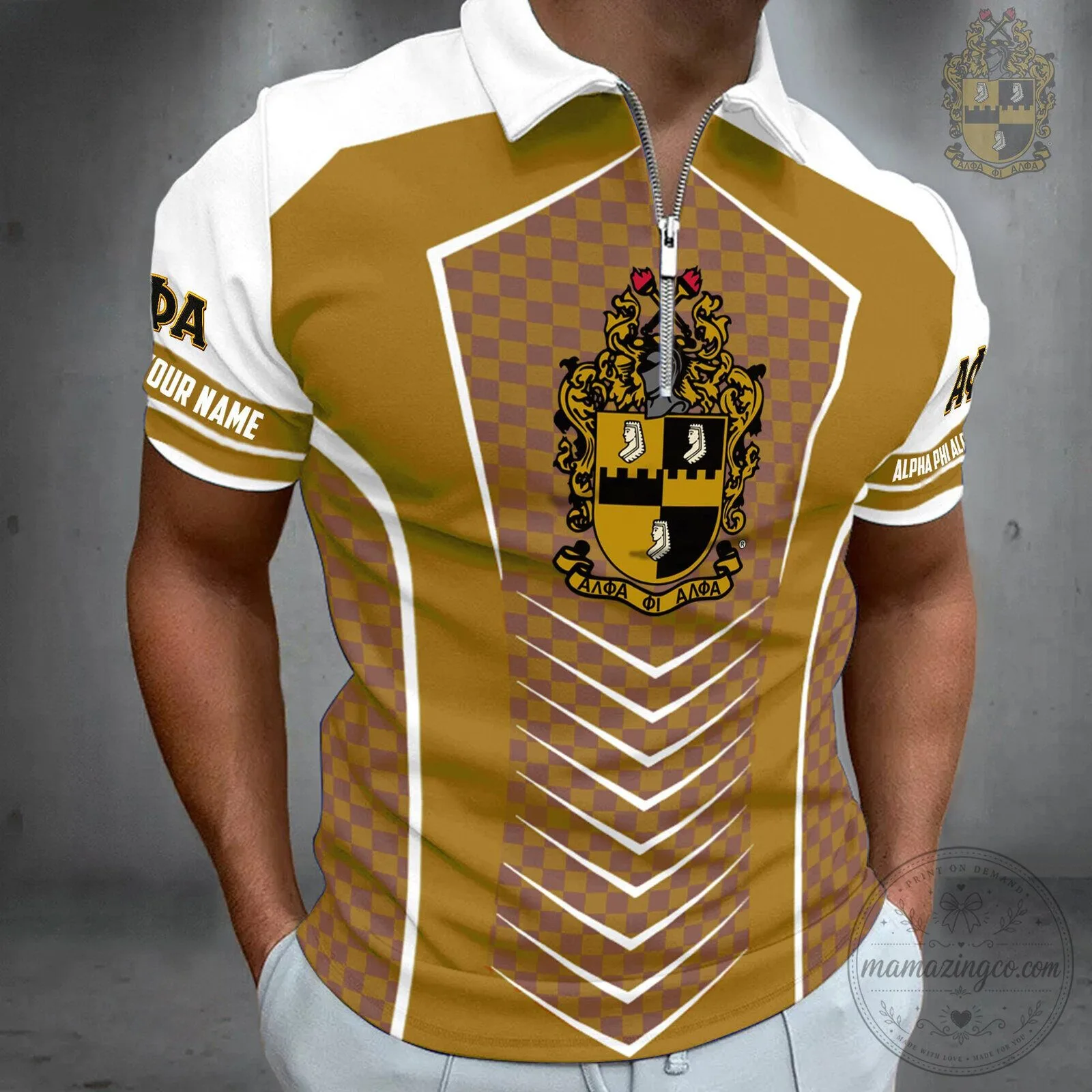 Alpha Phi Alpha Fraternity Incorporated Gold Checkerboard Polo Shirt 2 Alpha Phi Alpha Fraternity Incorporated Gold Checkerboard Polo Shirt