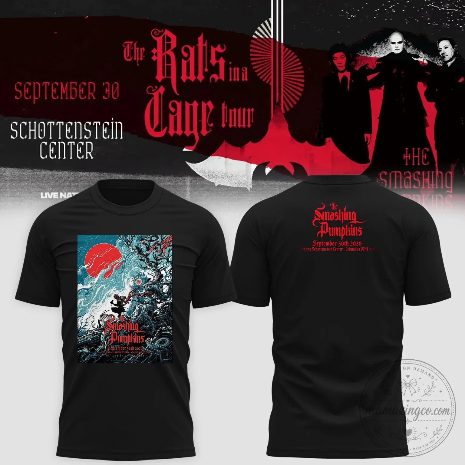 Columbus Ohio 2026 T-Shirt for The Smashing Pumpkins Rats in a Cage Concert Tour 4 Columbus Ohio 2026 T-Shirt for The Smashing Pumpkins Rats in a Cage Concert Tour