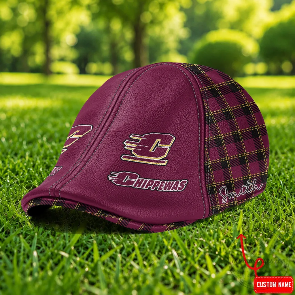 Central Michigan Chippewas Custom Name Plaid Pattern Flat Cap Central Michigan Chippewas Custom Name Plaid Pattern Flat Cap