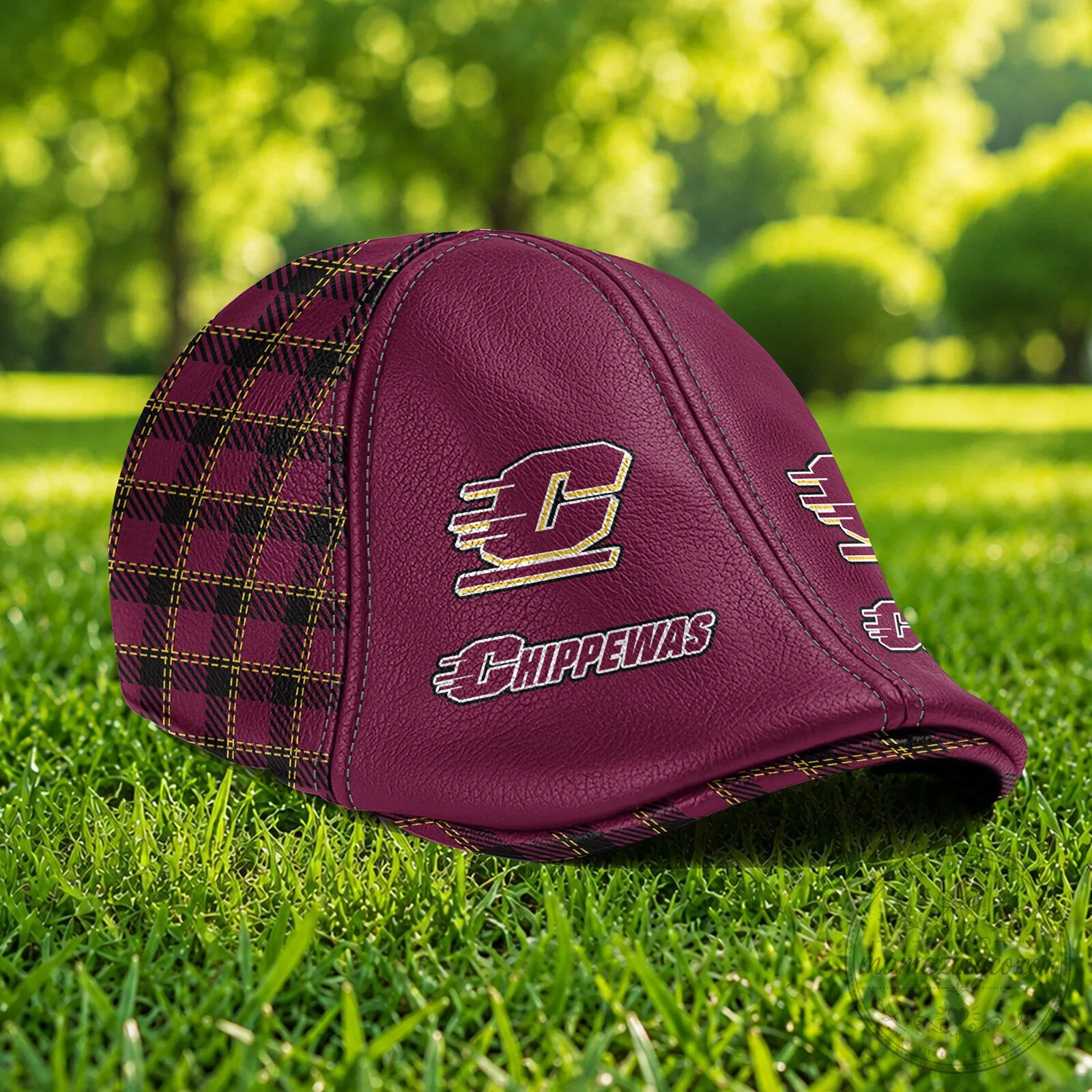 Central Michigan Chippewas Custom Name Plaid Pattern Flat Cap 9 Central Michigan Chippewas Custom Name Plaid Pattern Flat Cap