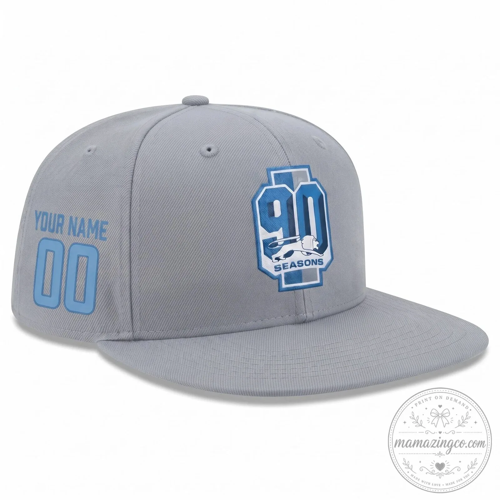 Personalized Snapback Hat with 90 Seasons Patch - Detroit Lions 9 Personalized Snapback Hat with 90 Seasons Patch - Detroit Lions