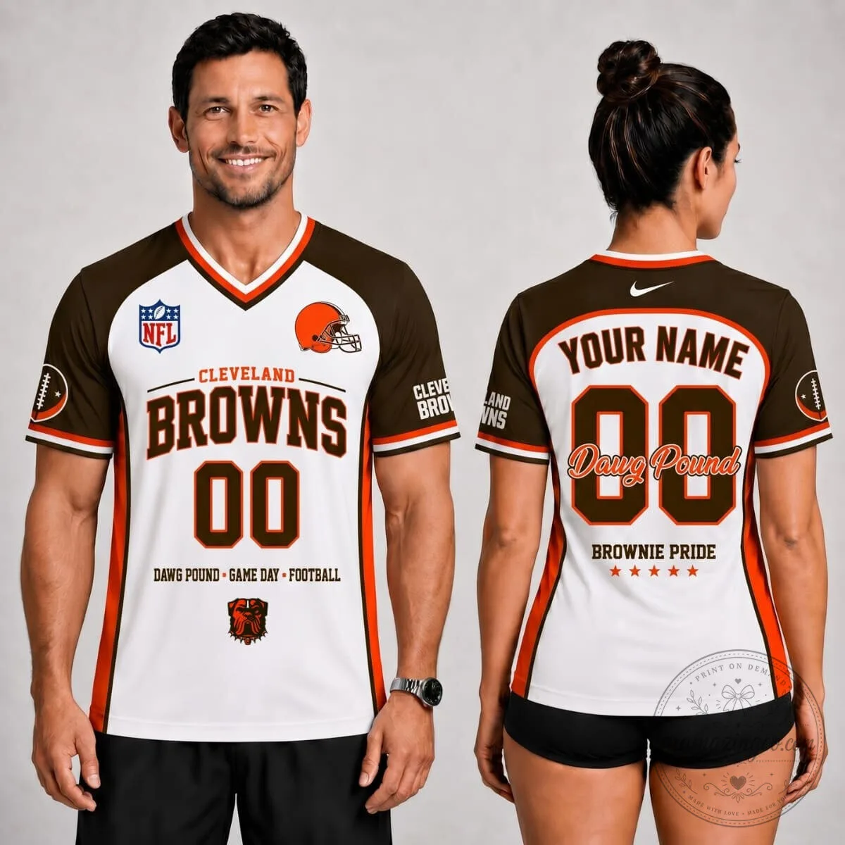 Cleveland Browns Dawg Pound Football Jersey, Personalized NFL Game Day Apparel