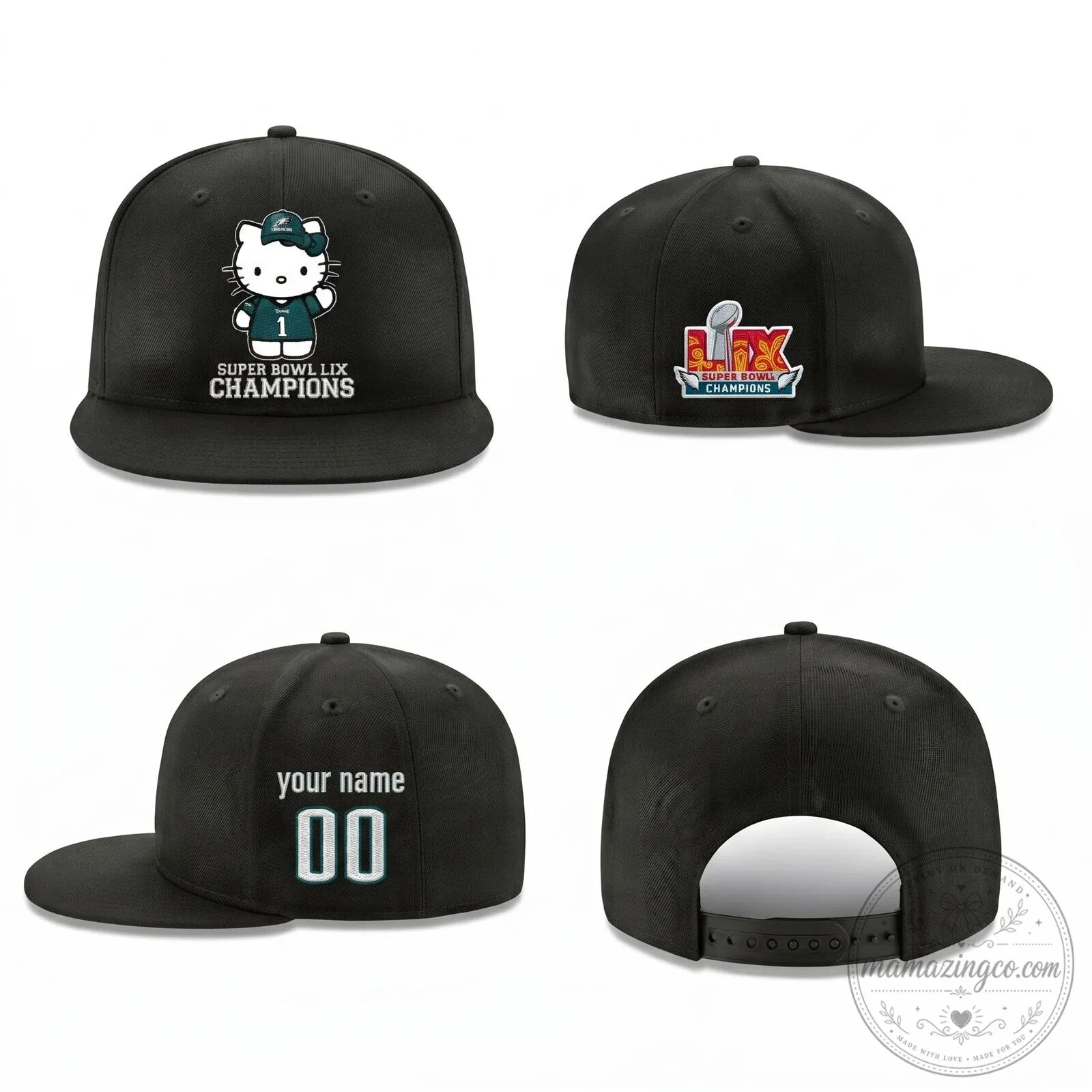 Personalized Cap Hat for Super Bowl LIX Champions featuring Philadelphia Eagles and Hello Kitty 4 Personalized Cap Hat for Super Bowl LIX Champions featuring Philadelphia Eagles and Hello Kitty