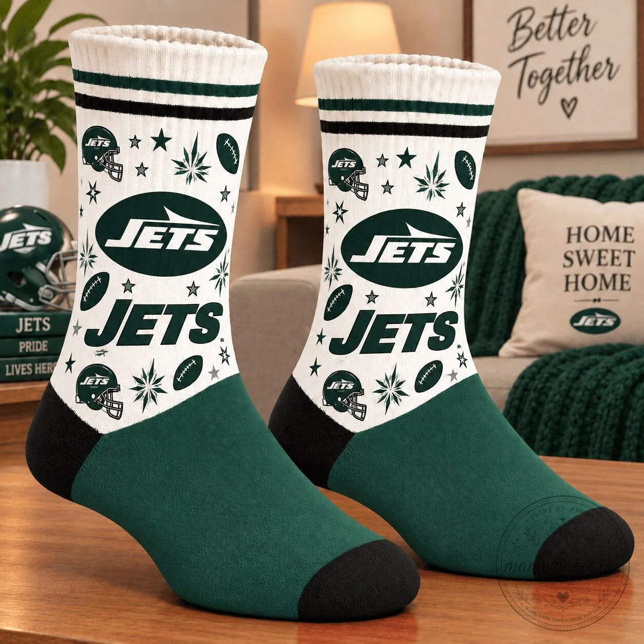 New York Jets Football Team Logo Pattern Crew Socks