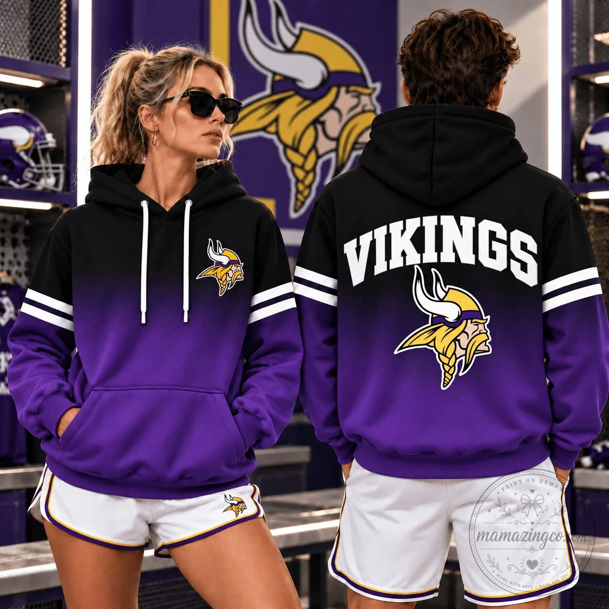 Minnesota Vikings NFL Team Color Block Game Day Hoodie 5 Minnesota Vikings NFL Team Color Block Game Day Hoodie