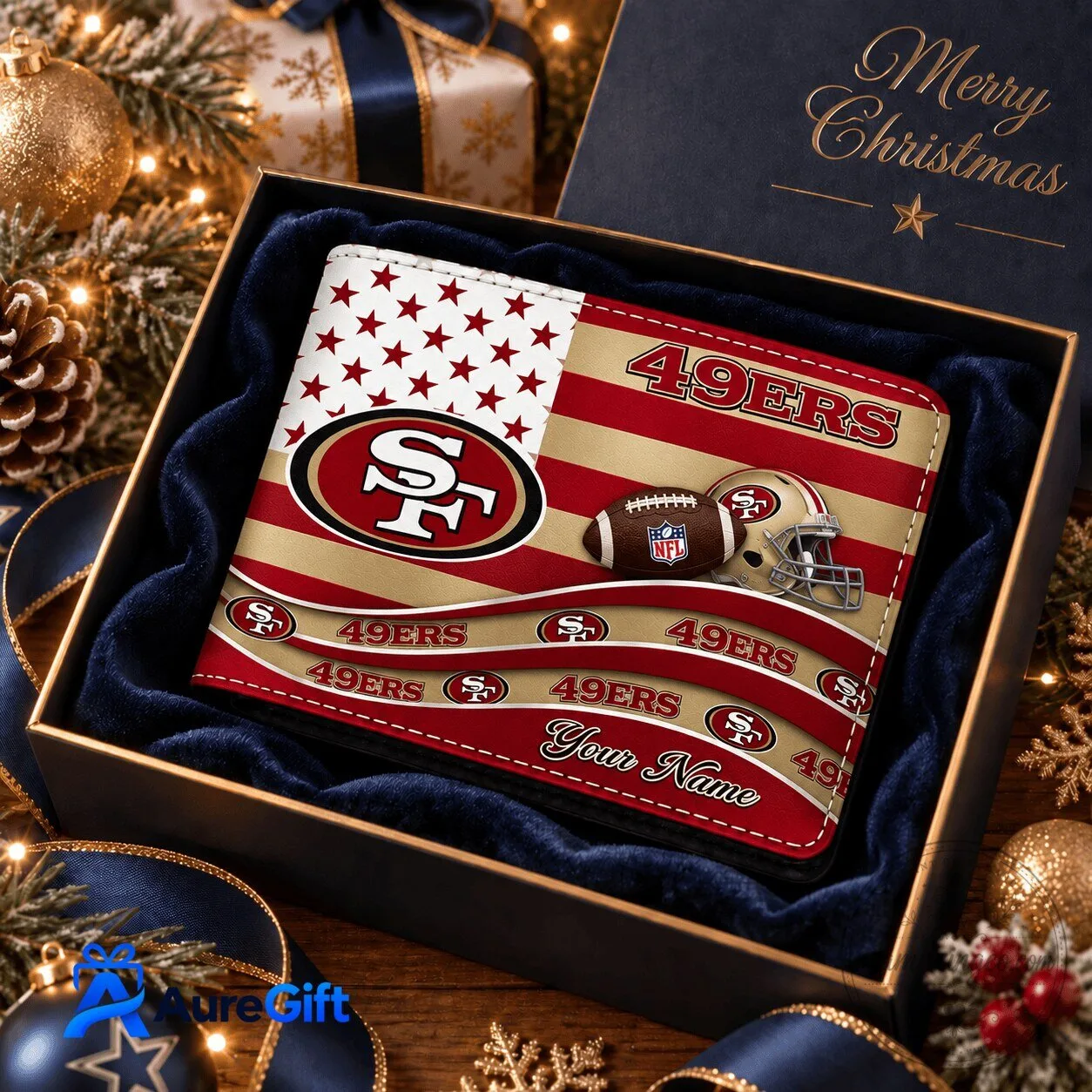San Francisco 49ers NFL Christmas Personalized American Flag Wallet 1 San Francisco 49ers NFL Christmas Personalized American Flag Wallet