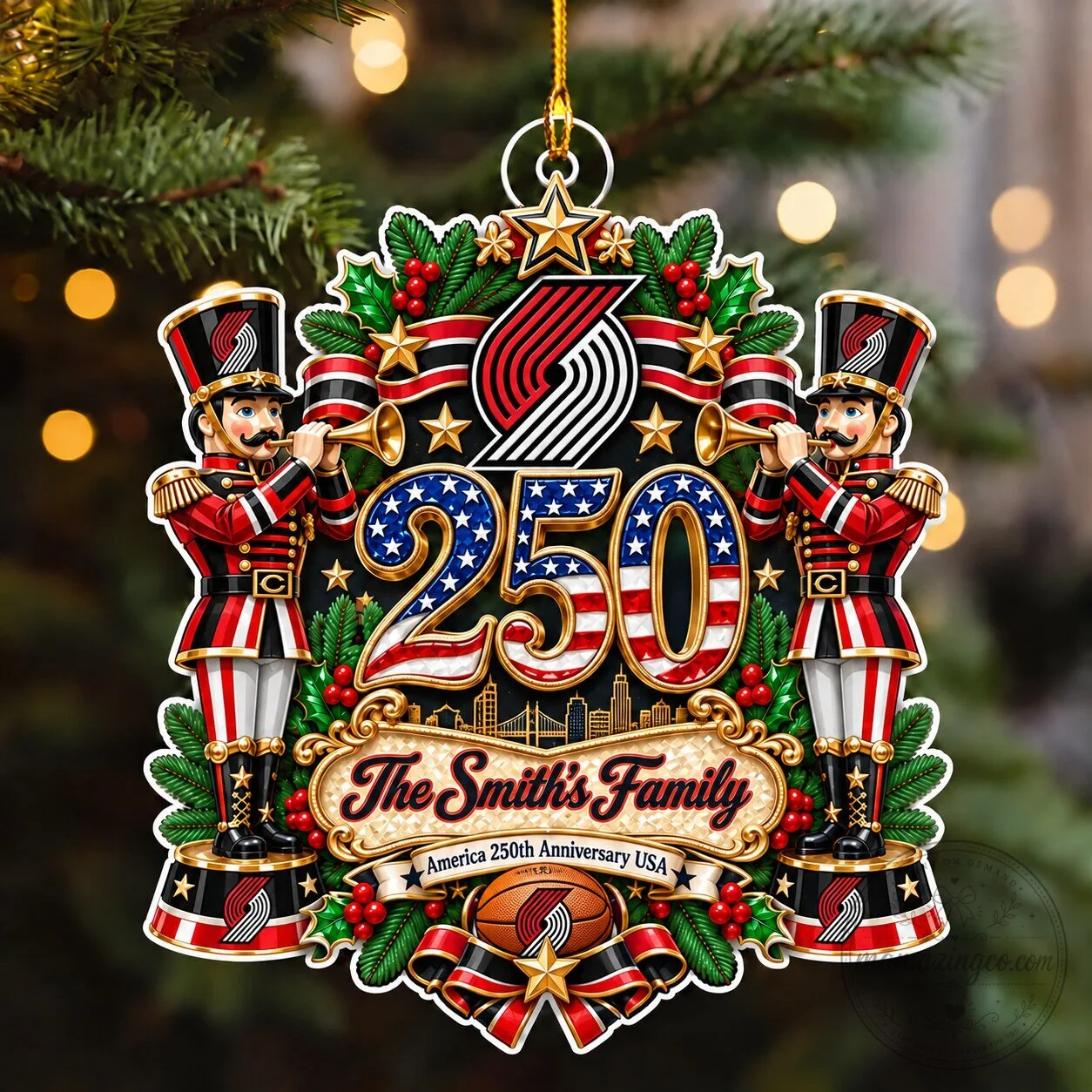 Portland Trail Blazers NBA Christmas Tree Ornament Custom Family Name 5 Portland Trail Blazers NBA Christmas Tree Ornament Custom Family Name