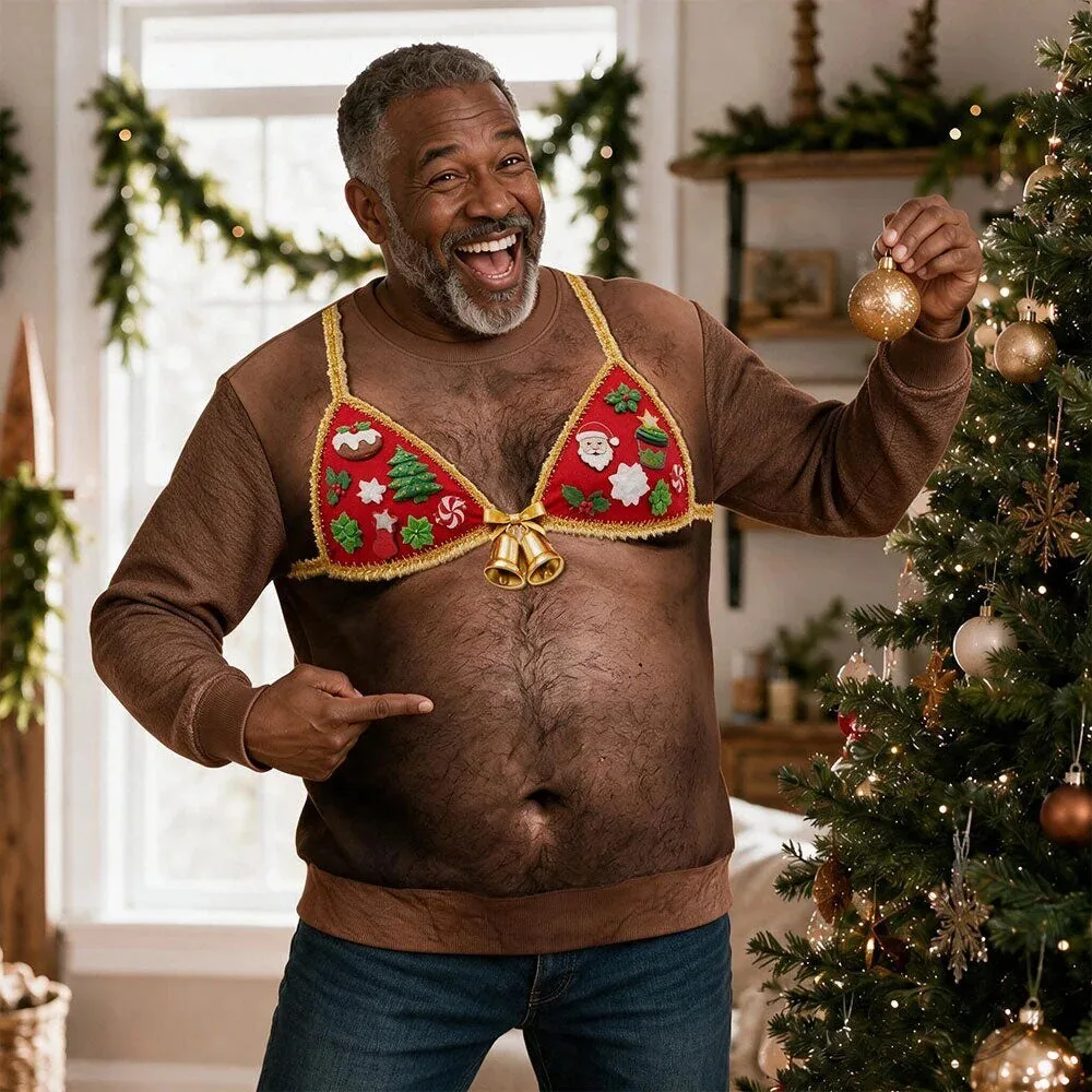 Funny Christmas Bra Bikini Ugly Sweater for Men with Hairy Chest Design 13 Funny Christmas Bra Bikini Ugly Sweater for Men with Hairy Chest Design