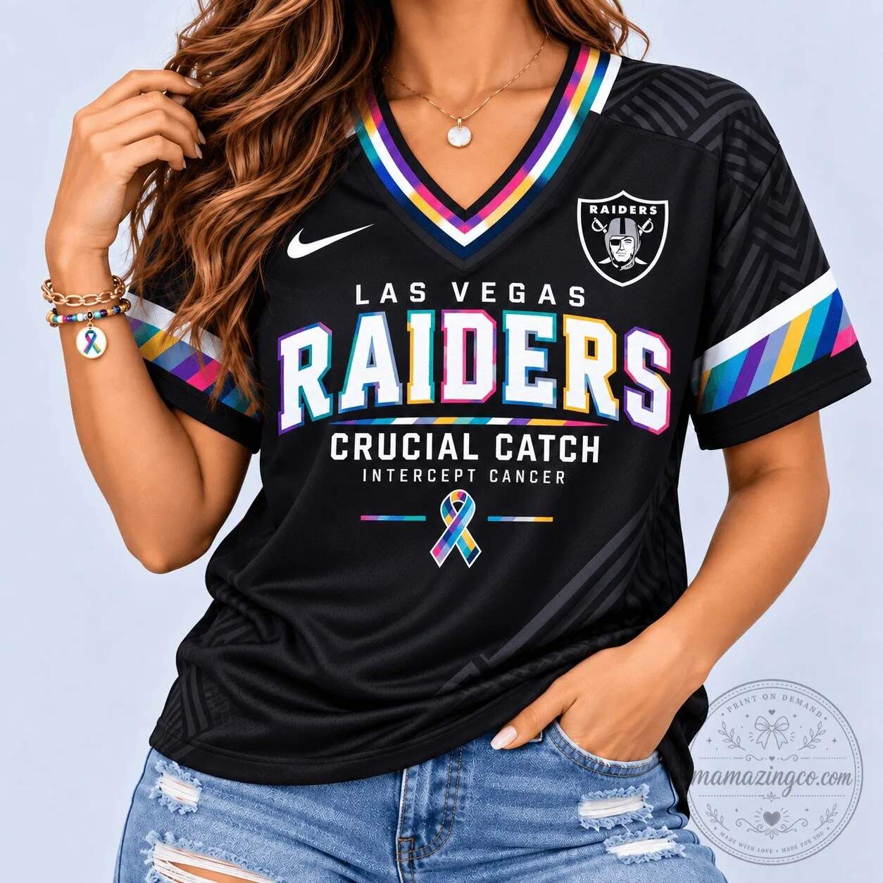 Las Vegas Raiders Crucial Catch Intercept Cancer NFL Football Jersey 2 Las Vegas Raiders Crucial Catch Intercept Cancer NFL Football Jersey