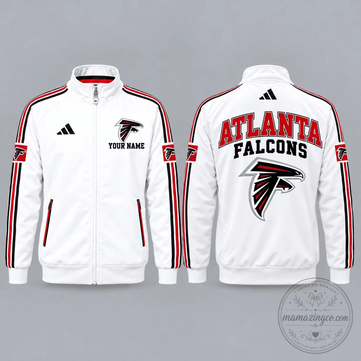 Atlanta Falcons Personalized White Full-Zip Track Jacket 2 Atlanta Falcons Personalized White Full-Zip Track Jacket