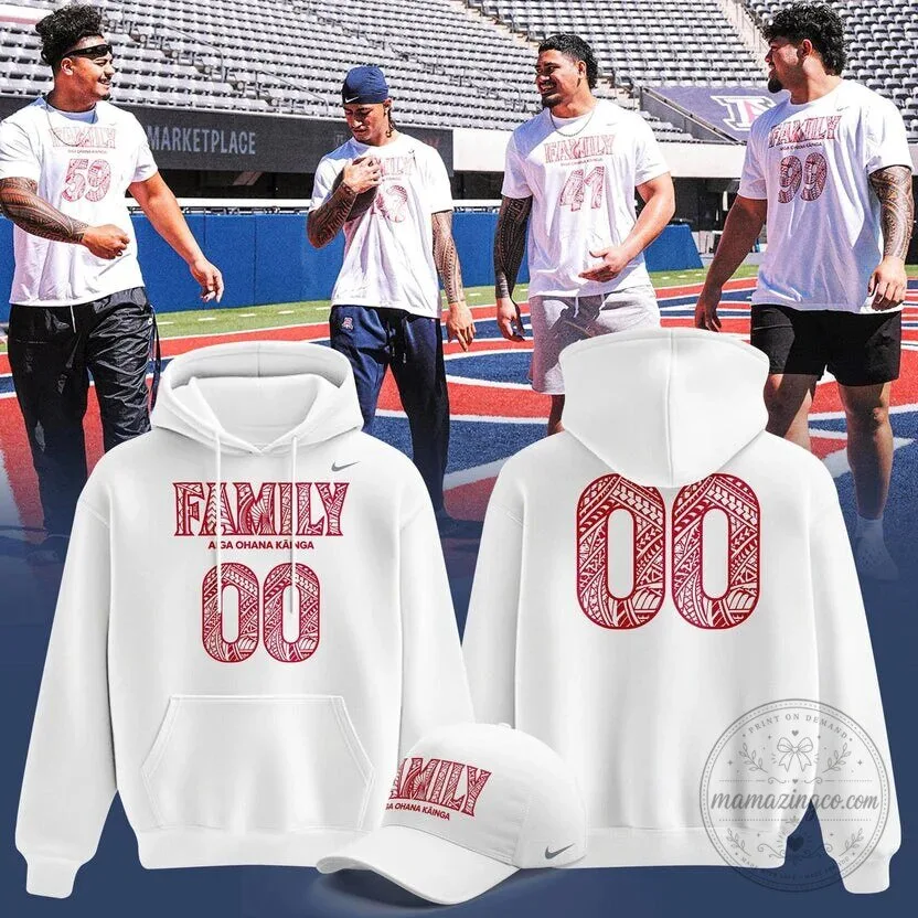 Polynesian Heritage Family Hoodie in White for Arizona Wildcats Football
