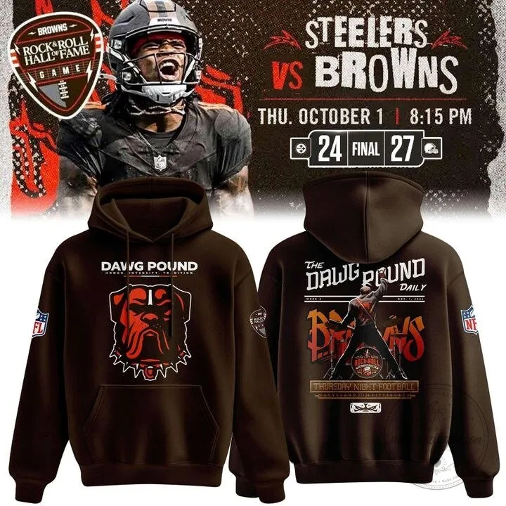 Cleveland Browns Dawg Pound Rock and Roll Hall of Fame Game Hoodie