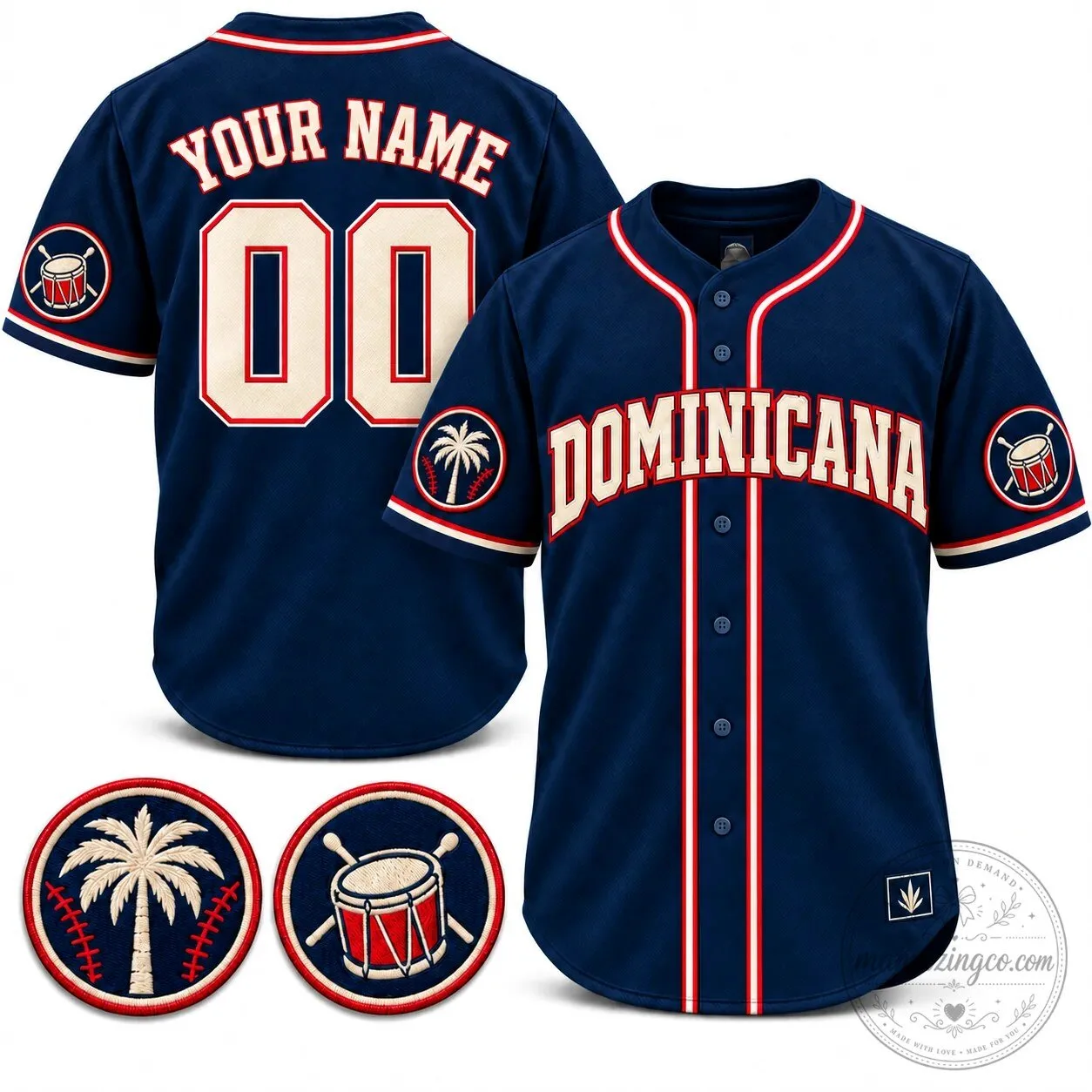 Dominicana Heritage Custom Baseball Jersey with Name and Number