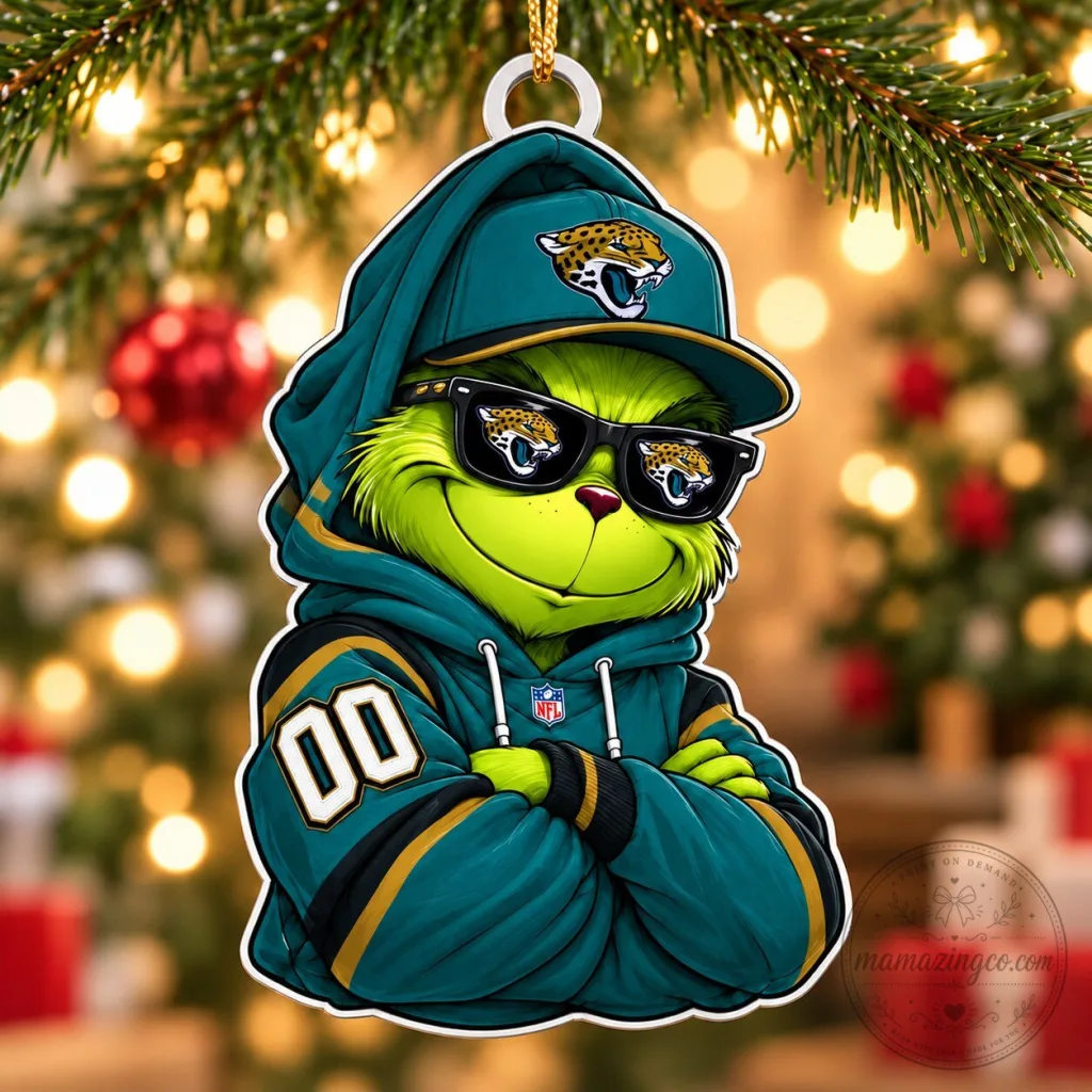 Jacksonville Jaguars Grinch Christmas Tree Ornament Holiday Decoration Jacksonville Jaguars Grinch Christmas Tree Ornament Holiday Decoration