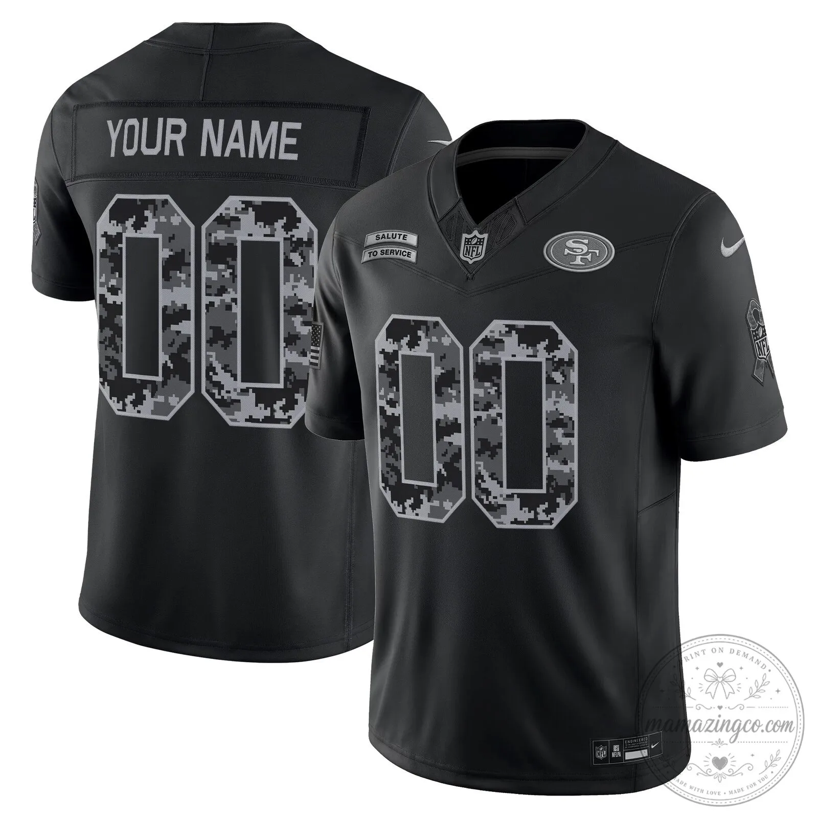 Custom Black Football Jersey for Salute To Service - San Francisco 49ers 2 Custom Black Football Jersey for Salute To Service - San Francisco 49ers